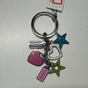 Coach Silver Keychain with Colorful Charms.